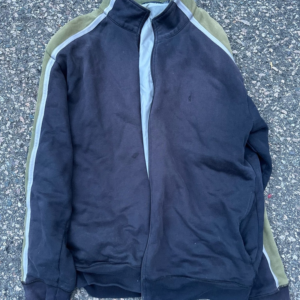 Nautica Black and Green Bomber Jacket with Sporty Accents